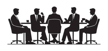 Şirket Stratejisi Görüşmeleri İçin Başarılı İş Buluşma Ekibi Silueti