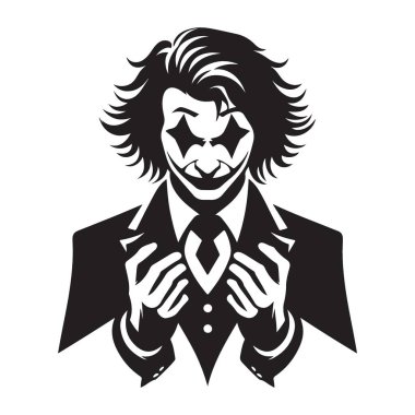 Joker Siluet Vektör Sanatı Kötülük ve Kaotik Entrika Tasarımı