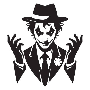 Tüyler ürpertici Joker Silueti ve Şapka Vektör Çizimi