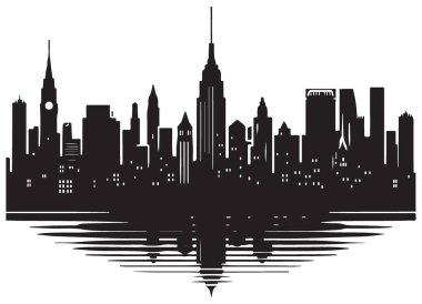 Çarpıcı New York Şehri Skyline Siluet Vektör Tasarım İllüstrasyonu
