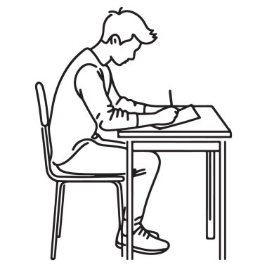 Öğrenci masa başında ders çalışıyor.