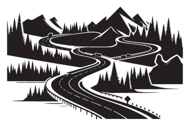 Manzaralı dağ yolculuğu macera vektörü illüstrasyon arkaplan resmi