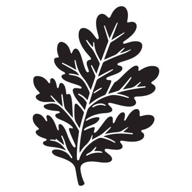 Bir Maydanoz Yaprağı Siluet Tasarımı Detaylı Vektör ResmiComment