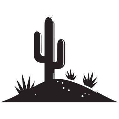 Resimli Çöl Silueti Güneybatı Tasarımları İçin Zamansız Batı Simgesi