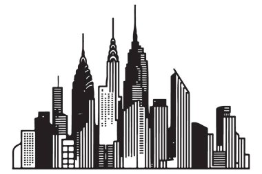 İkonik Şehir Manzarası Silueti Kalıcı New York Skyline Çizim Sanatı