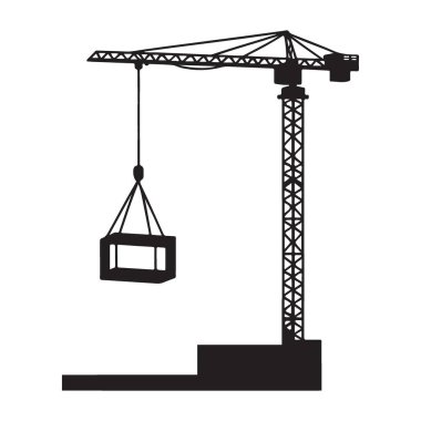 İnşaat Crane Silüeti Çizimi İnşaat Projesi İçin Ağır Yük Kaldırıyor