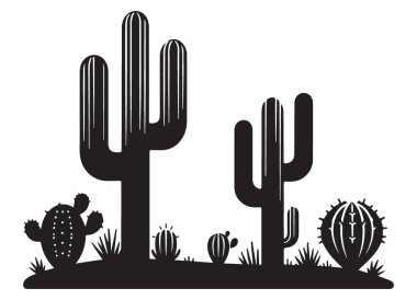 Çöl Silueti Grafik Tasarım Kaktüsü Dekorasyon Projeleri Sahnesi