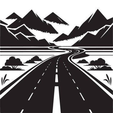 Dağ Yolu Çizimi Görüntü Yönlendirici Grafik Tasarımı