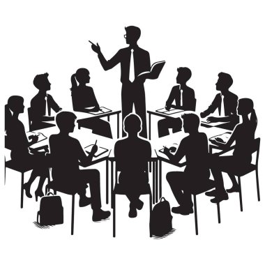 Siluet Öğretmenlik Sınıfı İllüstrasyon Öğrenme Ortamı Sınıfı Ayarları