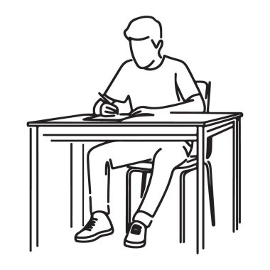 Çizim Masasındaki Öğrenci Resim Silüeti Çalışması Sınav Öğrenimi