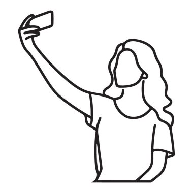 Telefonla Fotoğraf Çeken Bir Kişinin Selfie Zamanı İllüstrasyonu