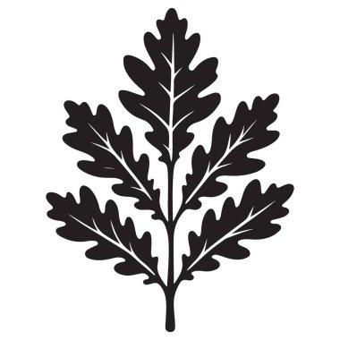 Doğa temalı tasarımlar için botanik meşe yaprağı siluet vektör sanatı