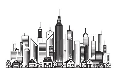 Şehir manzarası tasarım için şehir silueti vektör çizimi