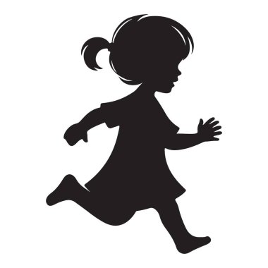 Çalışan Çocuk Silüeti Vektör Sanatı Aktif Çocuklar Çizim Yapıyor