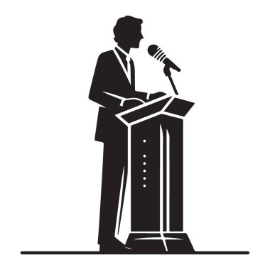 Güçlü Sözcü Siluet Çizimi Kalabalığa Güven Veriyor