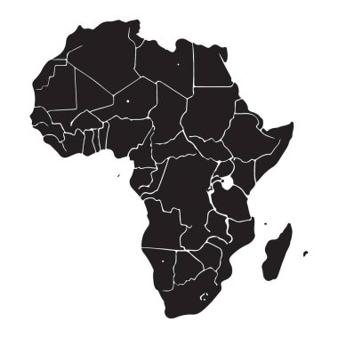 Afrika Kıta Silueti Eğitim ve Tasarım Çizimi Haritası