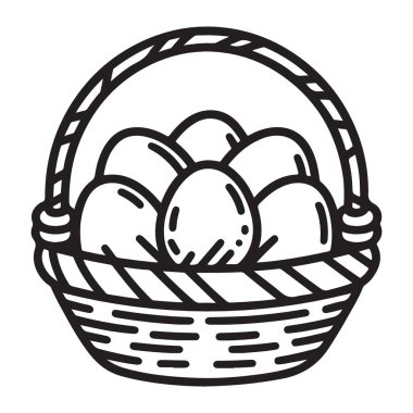 Kutlama için yumurta taşıyıcısı illüstrasyonuyla dolu Paskalya Sepeti