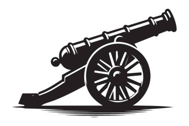 Siluet Vektör Cannon Balistik Silahlar Topçu Parçası