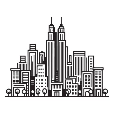 Kentsel Şehir Manzarası Silueti Görünümü Modern Mimari ve Skyline 'ı Yakalıyor