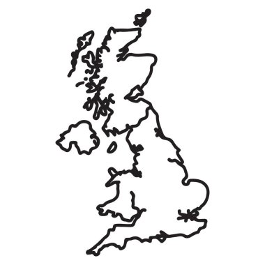 Coğrafi hatları ve sınırları gösteren basit Birleşik Krallık vektör haritası