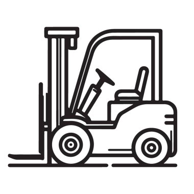 Forklift taşımacılığı ve inşaat ekipmanlarının çizim sanatı çizimi