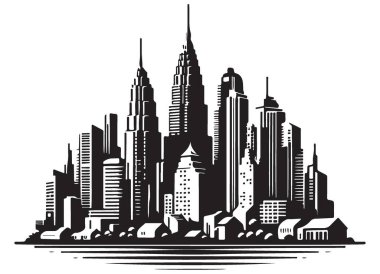 Şehir Skyline Siluet Çizimi Şehir Biçimi Tasarımı