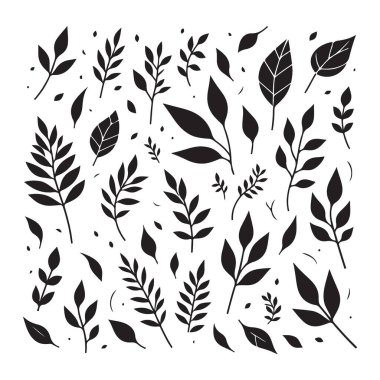 Siluet Doğa ve Organik Tasarım için Desen Vektör İllüstrasyonunu Bırakıyor