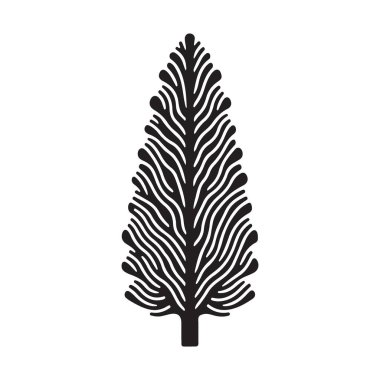 Zarif Ağaç Silueti Vektör İllüstrasyon Ormanı Doğa Tasarımı