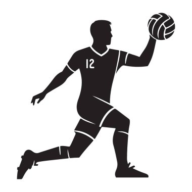 Siluet Hentbol Oyuncu Vektör İlülasyonu Topu fırlatmaya hazır