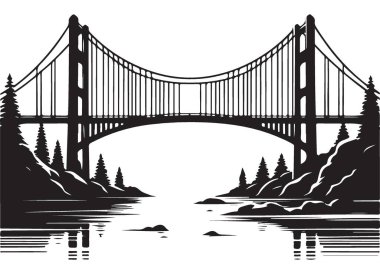 Askıya Al Köprü Vektör Resimleri Peyzaj Seyahati İçin Mükemmel
