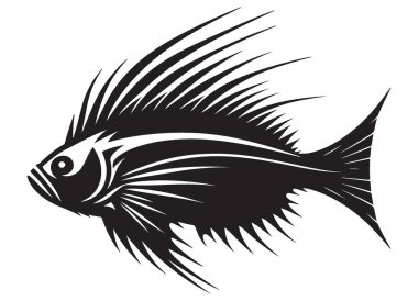 Deniz Tasarımı İçin Çivilerle Biçimlendirilmiş Balık Silüeti Vektör İllüstrasyonu