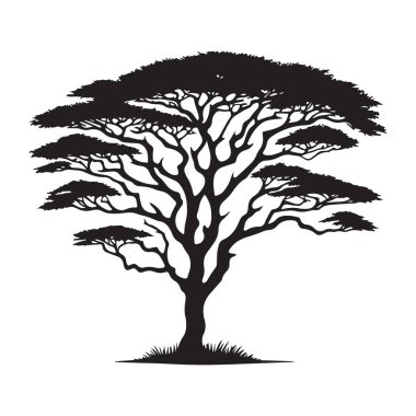 Afrika Akasya Ağacı Silüeti Doğa ve Vahşi Yaşam İçin İllüstrasyon