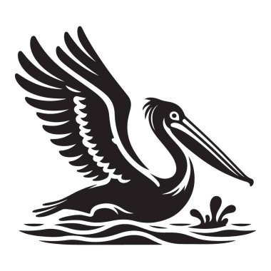 Vahşi Yaşam ve Kuş Sevenler İçin Su Resimlerinde Pelikan Silueti