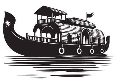 Su Vektörü Resimlerinde Kerala Teknesi Silueti