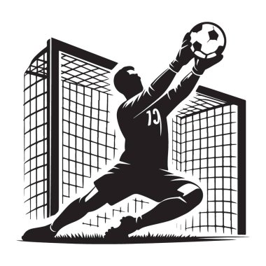 Futbol Maçında Kaleci Tasarruf Topunun Spor Silueti