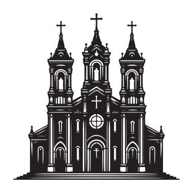 Çoklu Kuleli Ayrıntılı Kilise Silüeti ResmiComment