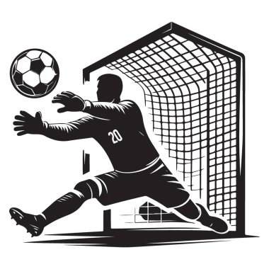 Futbolcu Silueti Ağ Önünde Kurtarma Yapıyor