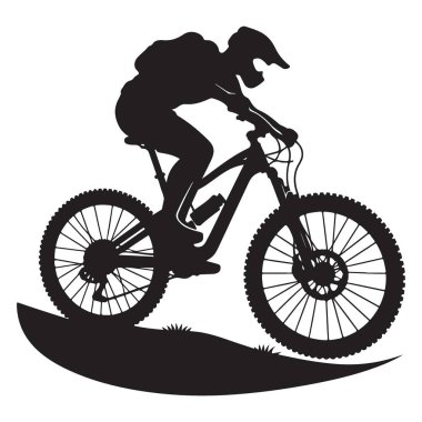 Siluet Dağ Motorcusu Bir Patika Macerasında Yokuş aşağı