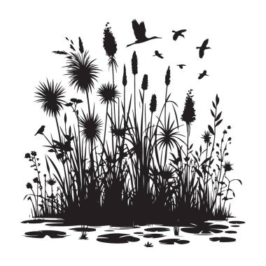 Vahşi Yaşam ve Su Bitkileriyle Sulak Arazi Ekosisteminin Silüeti