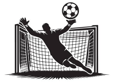 Futbolcu Silueti Çizimi Bir Gol Kaydı Yapıyor