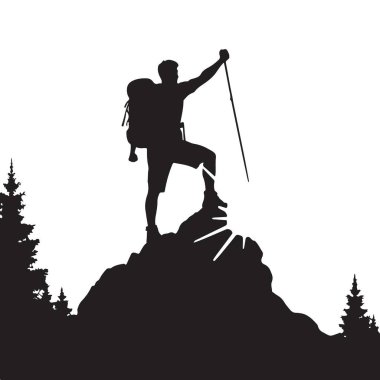 Dağ Zirvesine Ulaşan Bir Yürüyüşçünün Silüeti