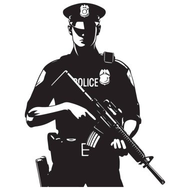 Güvenlik Görevlisi Siluet Silahlı ve Göreve Hazır