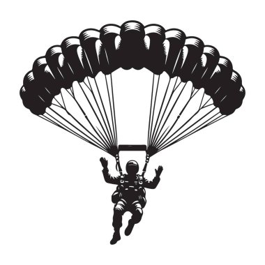 Paraşüt Düşüşü Macera Atlayışıyla Paraşütçü Silueti Görünümü