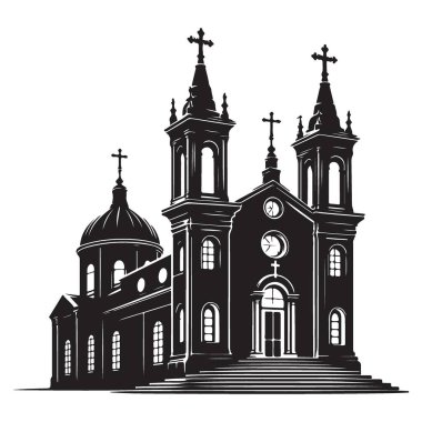 Mimarlık ve Tasarım için Ayrıntılı Kilise Yapılandırma Vektör Sanatı