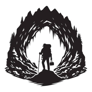 Heybetli Dağ Dağcısı Görüntü Sanatı Engebeli Peyzajda