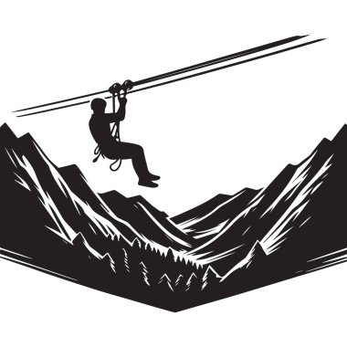 Dağ Vadileri 'nden Halatla Geçiş Serüven Silüeti Açık Hava Hevesleri İçin Görüntü