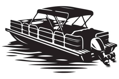 Sudaki Bir Pontoon Teknesinin Siluet Çizimi