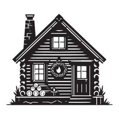 Rustik Kaçış Tasarımları için Konforlu Kütük Kulübesi Görüntü