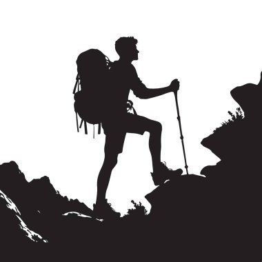 Maceracı Yürüyüşçü Silueti Engebeli Dağ Yolu 'na Çıkıyor