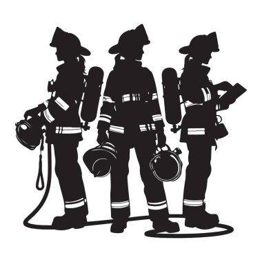 Cesur İtfaiyeci Ekibi Siluet Acil müdahale için hazır.